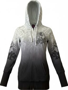 Ed Hardy by Christian Audigier full-zip hoodie features a rhinestone-embellished